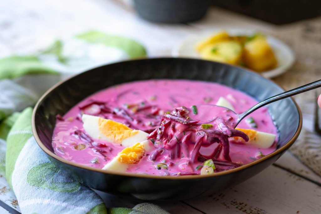 Lithuanian Chilled Beetroot Soup.
