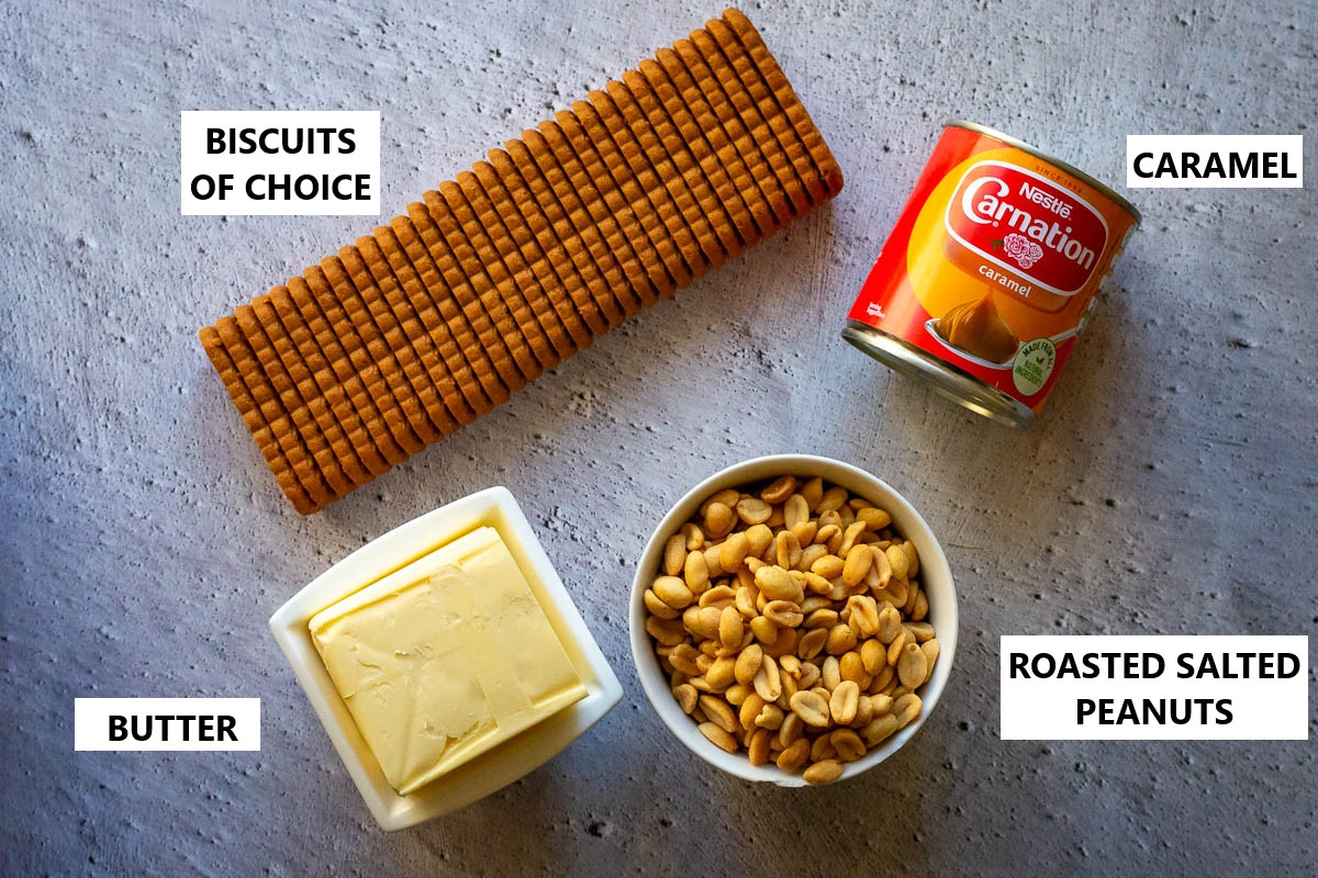 Ingredients for Caramel Biscuit Cake.