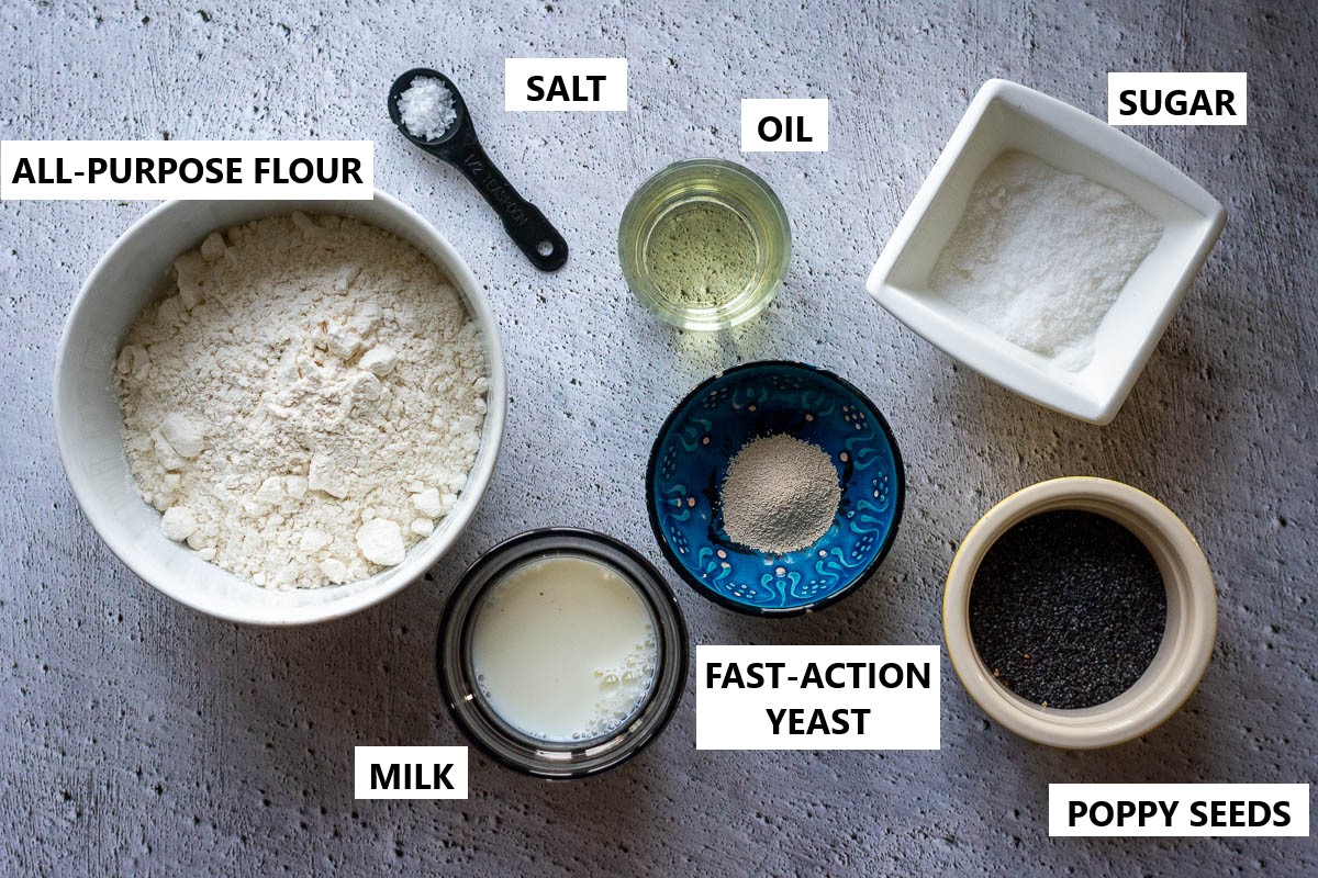 Ingredients for LIthuanian Kuciukai on a grey surface.