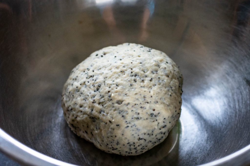 Kuciukai dough before second proof.