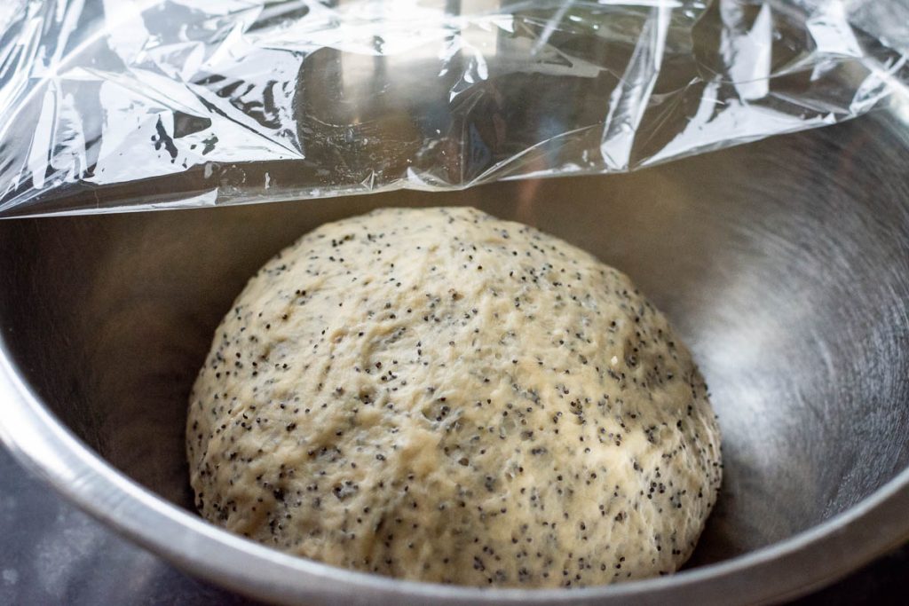 Kuciukai dough after second proof.
