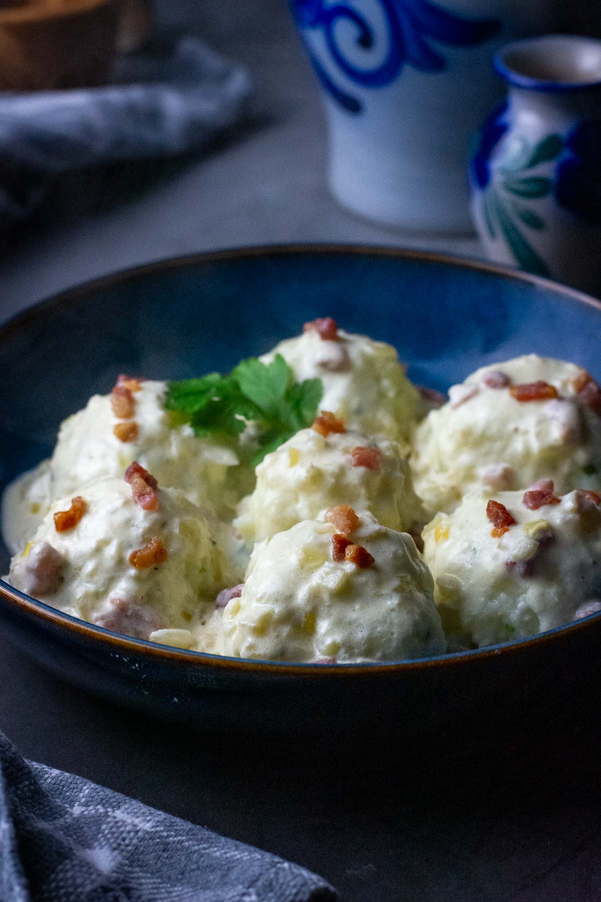 Lithuanian sauce served with potato and farmers cheese dumplings. 