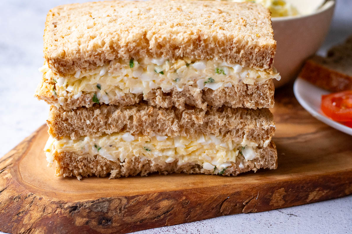 Sandwiches filled with egg salad with cheese