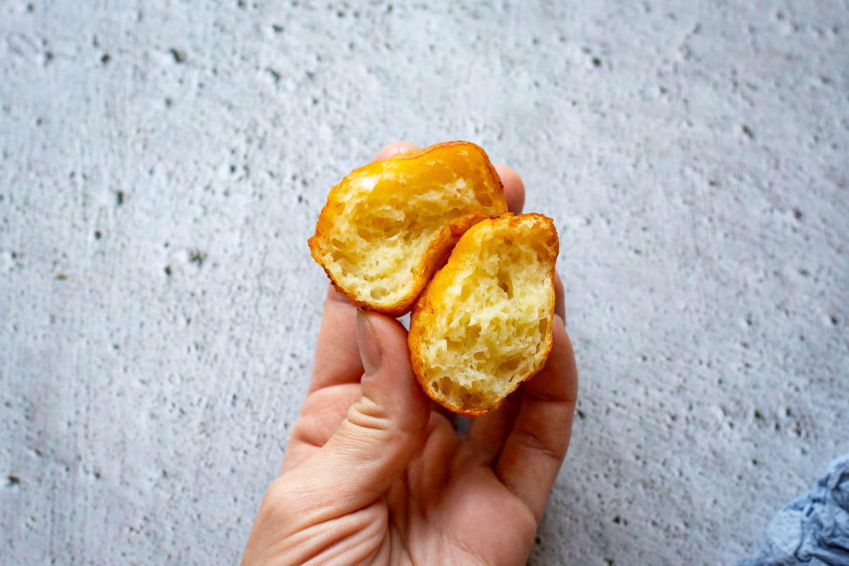 The inside of Lithuanian doughnut.