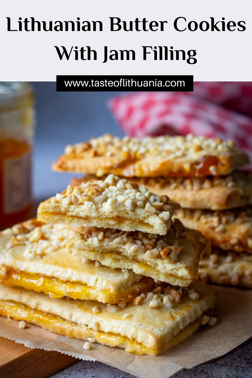 Lithuanian Cookies with Jam Filling Pin for Pinterest.