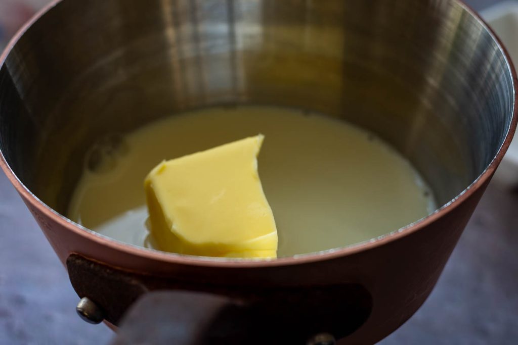 Butter and milk in a small saucepan. 