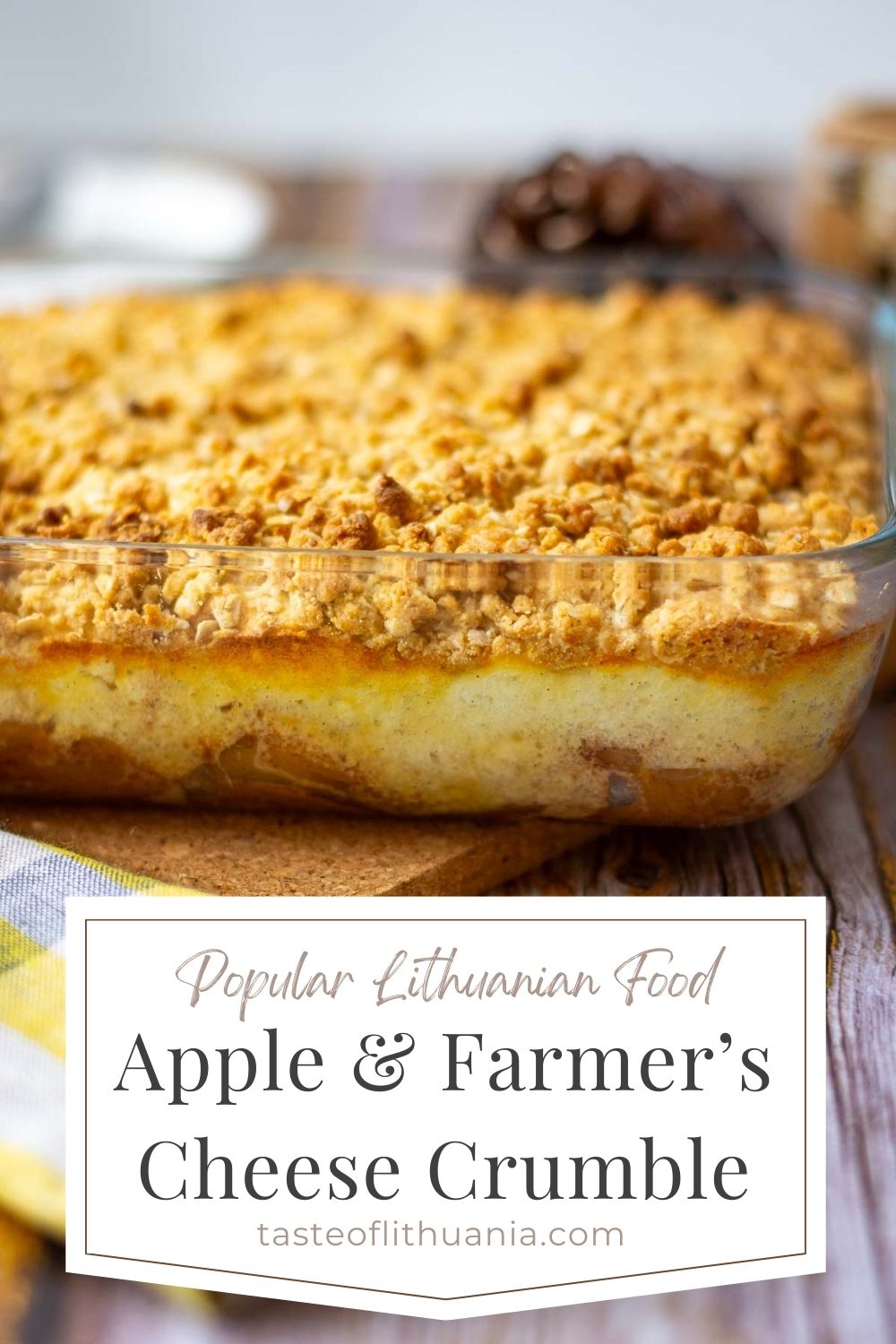 Lithuanian Apple Cheesecake Crumble Pin for Pinterest.