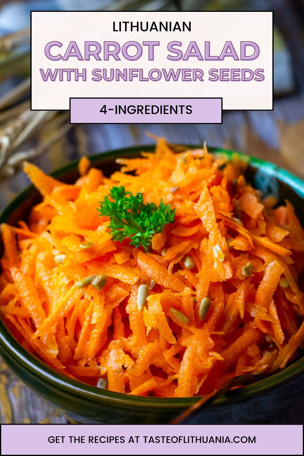 Carrot Salad With Sunflower Seeds Pin for Pinterest.