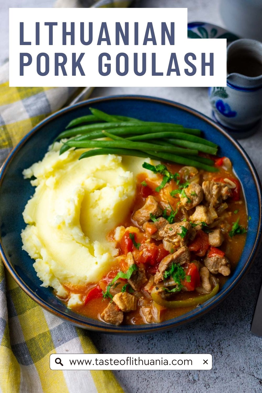 Pin for Pinterest for Lithuanian Pork Goulash.