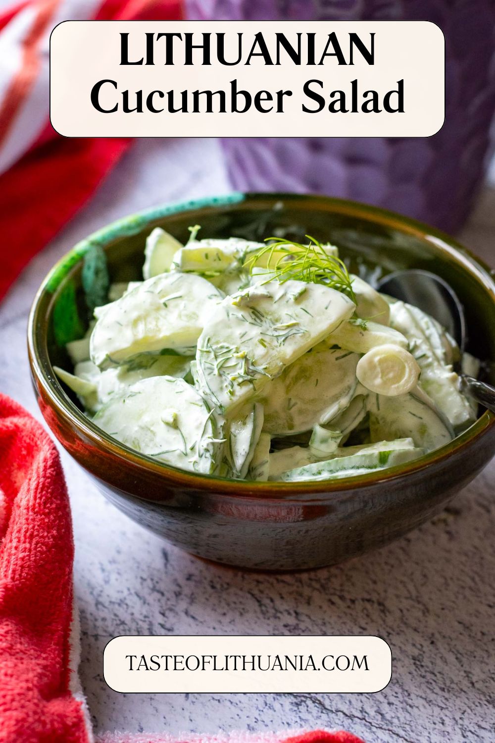 Pin for Pinterest - Lithuanian Cucumber Salad. 