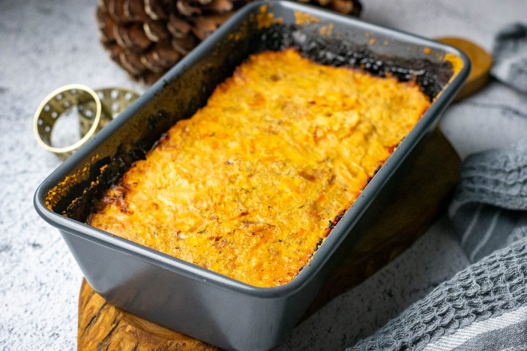 Meatlaof in a loaf pan.