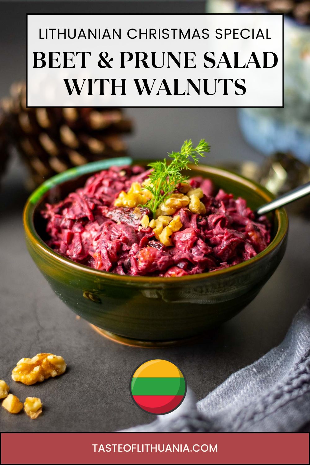 Beetroot and Prune Salad Pin for Pinterest.