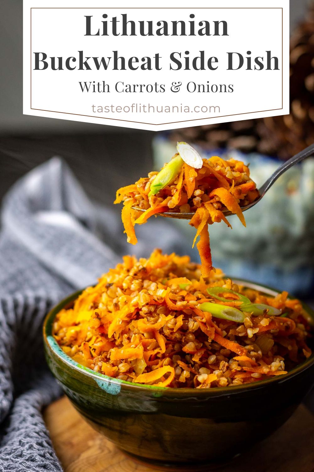 Lithuanian Buckwheat side dish Pin for Pinterest.