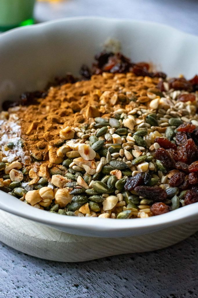 All kucia ingredients in a large white ceramic bowl.