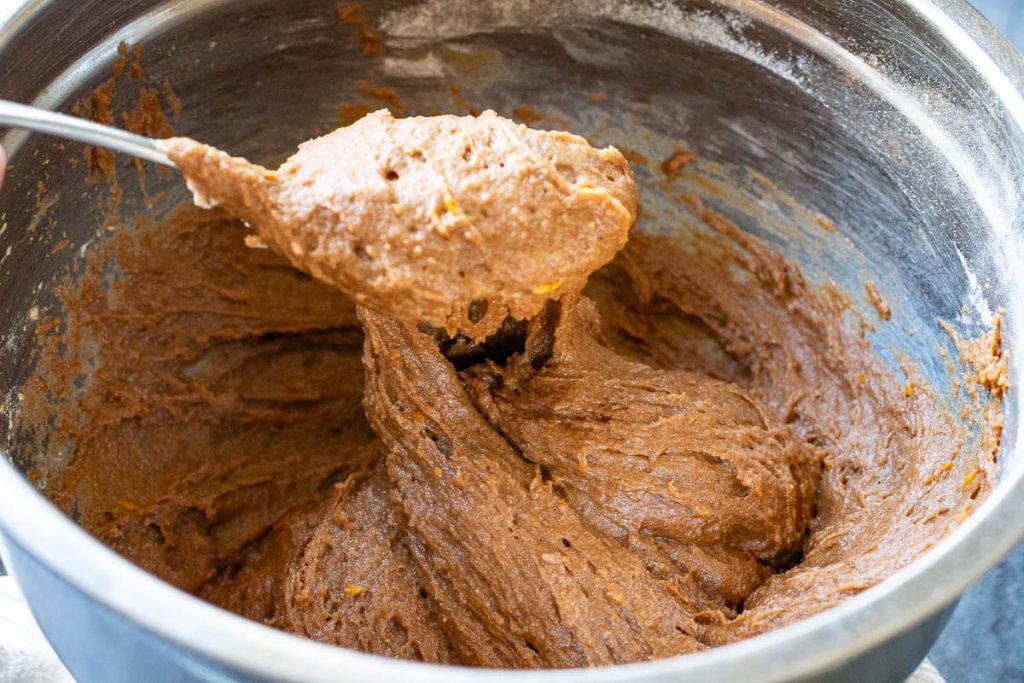Soft and sticky gingerbread cookie dough before chilling. 