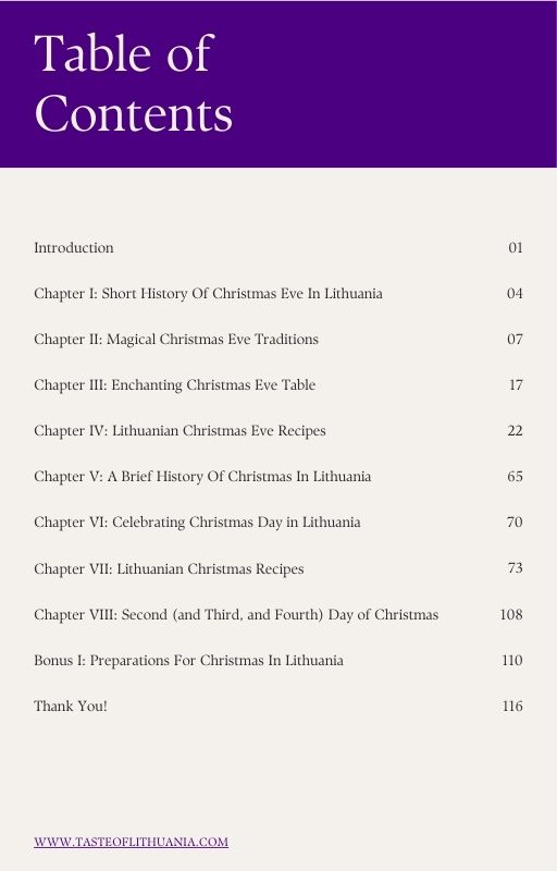 Christmas in Lithuania eBook Table of Contents.