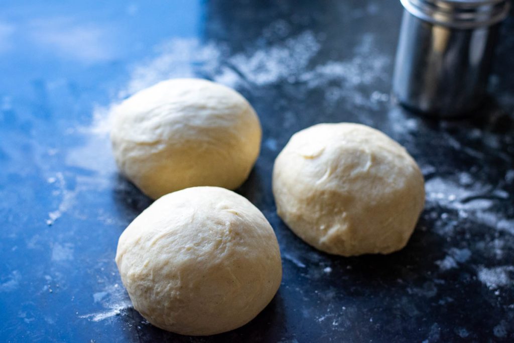 Dough divided into three. 