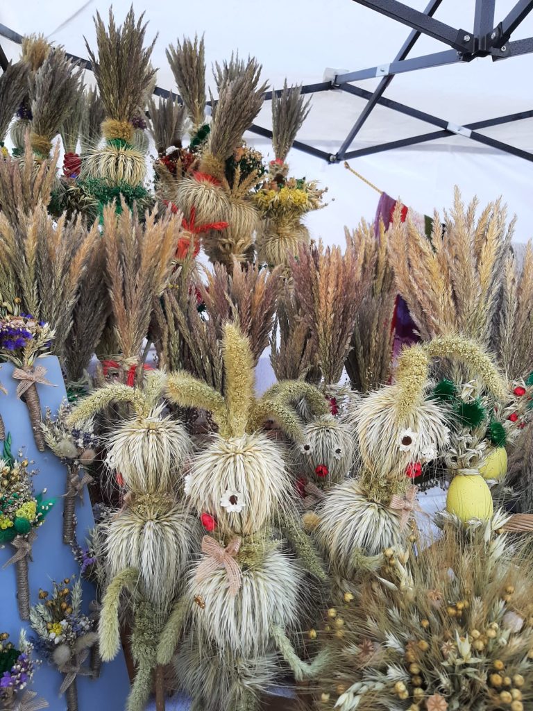 Lithuanian dired flower arrangements sold at St casimir's fair in Vilnius for the upcoming Palm sunday blessings.