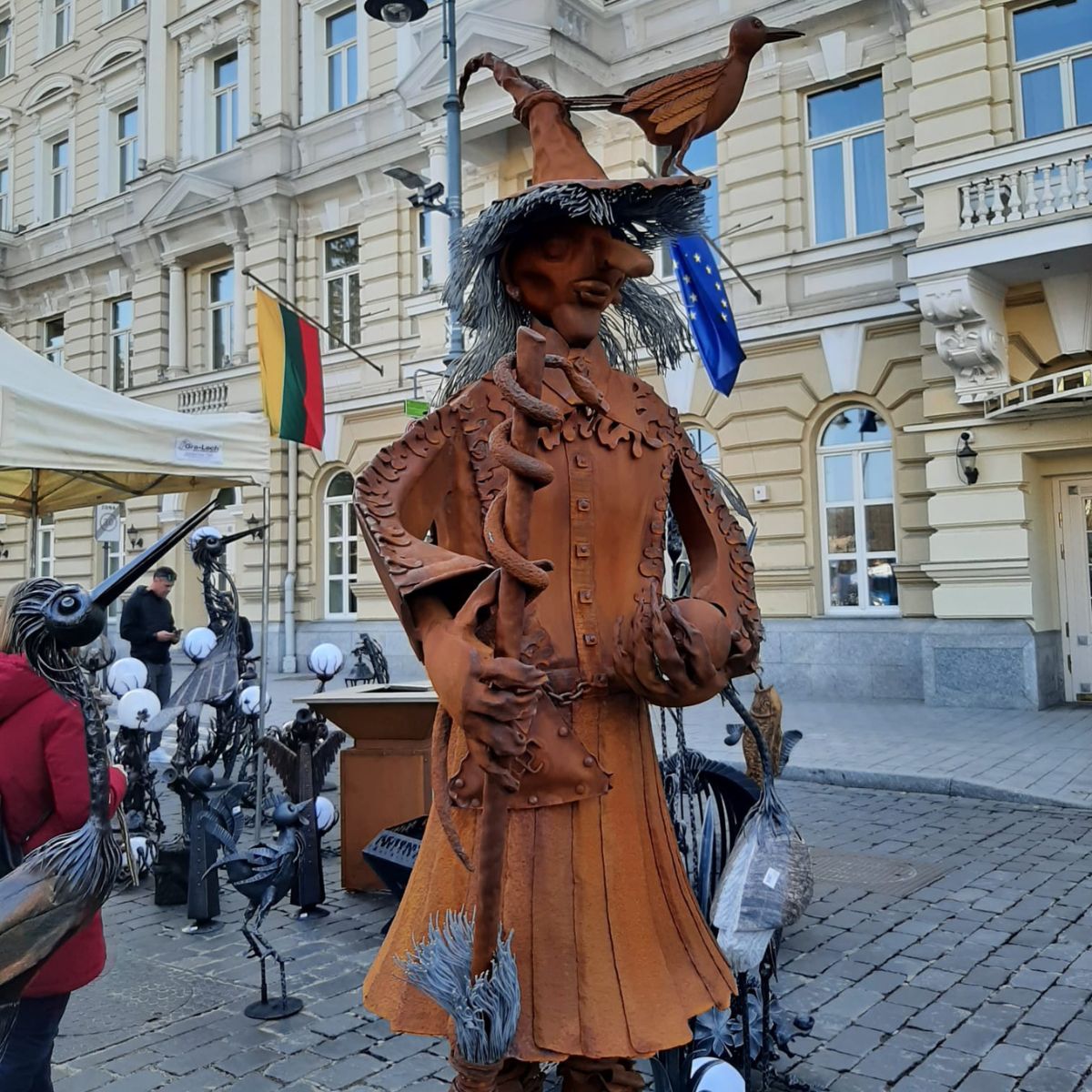 St Casimir's statue at the entrance of Kaziuko Muge - annual Lithuanian fair.