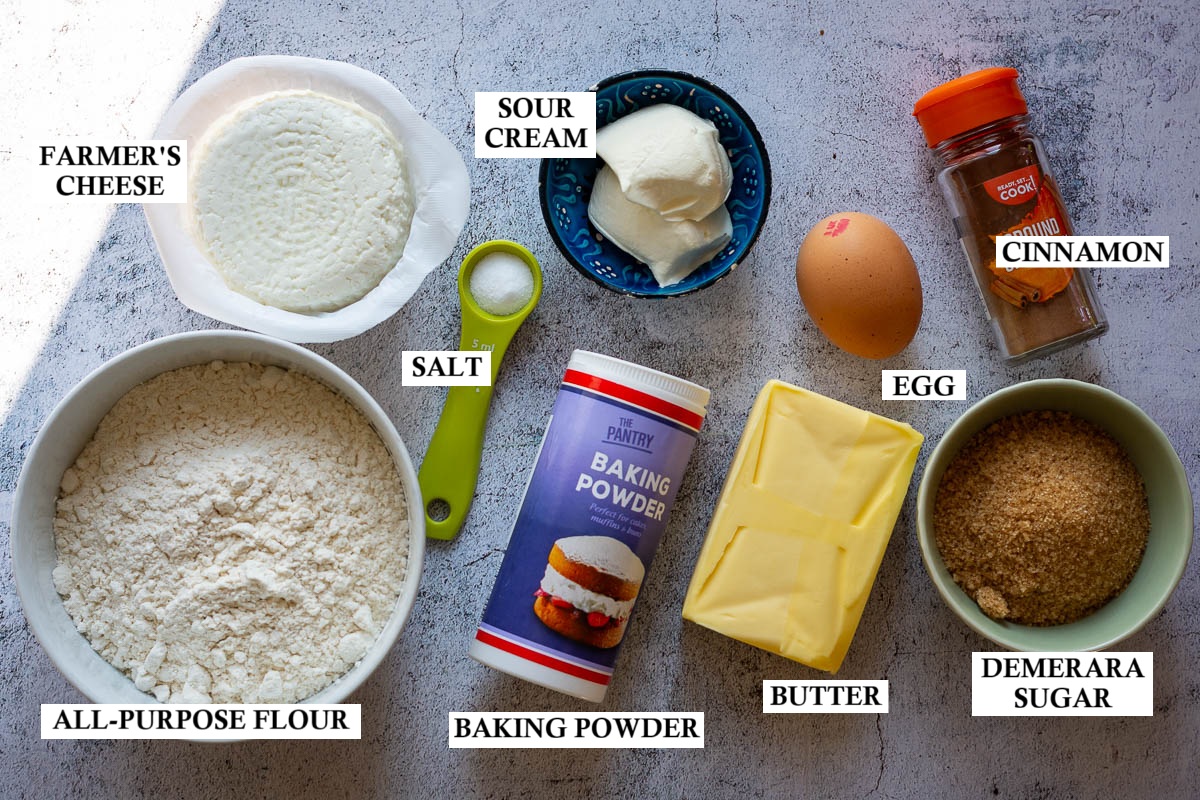 Ingredients for Lithuanian Farmer's cheese cookies.