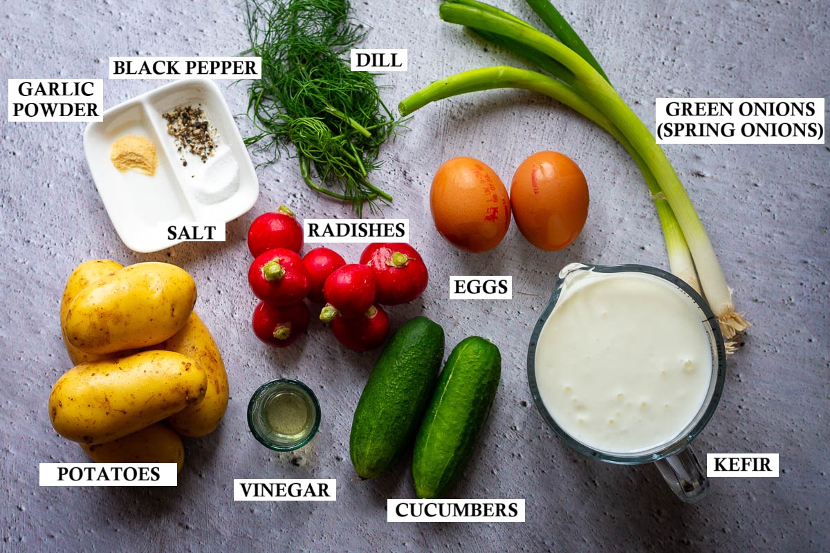 Ingredients for Chilled Kefir soup.