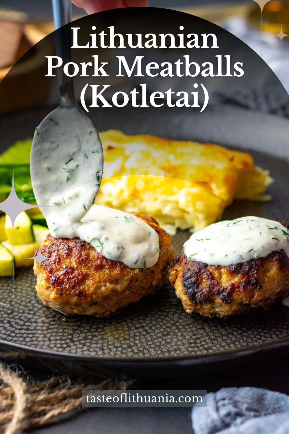 Lithuanian meatballs pin for Pinterest.
