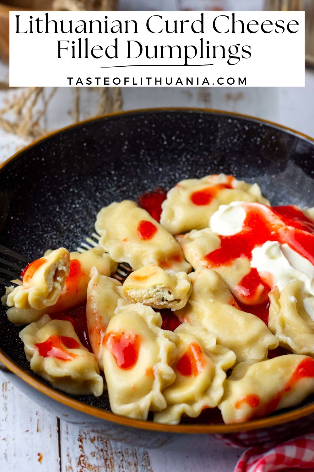 Lithuanian Curd Cheese Dumpings Pin for Pinterest.