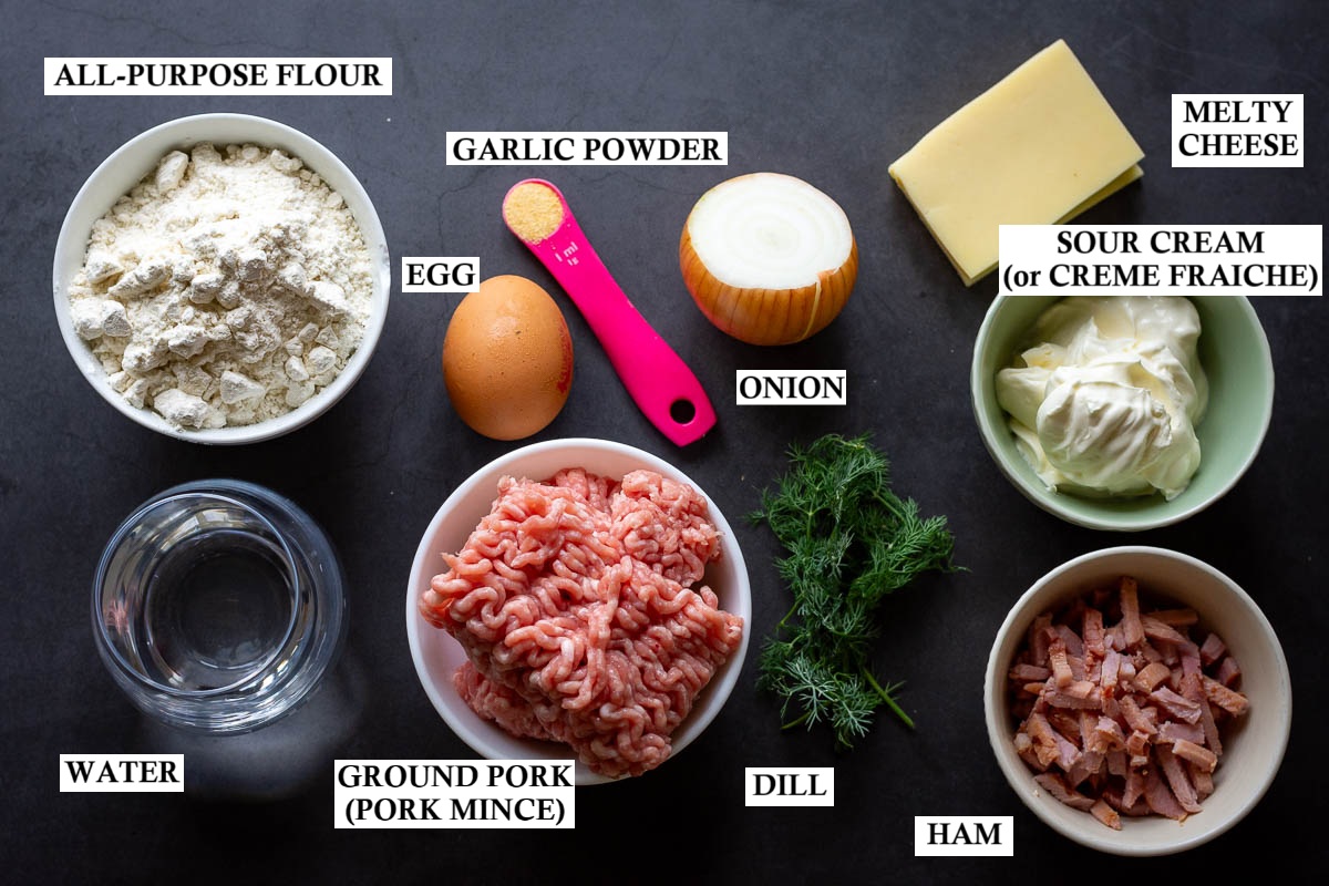 Ingredients for Lithuanian pork dumpling casserole. 