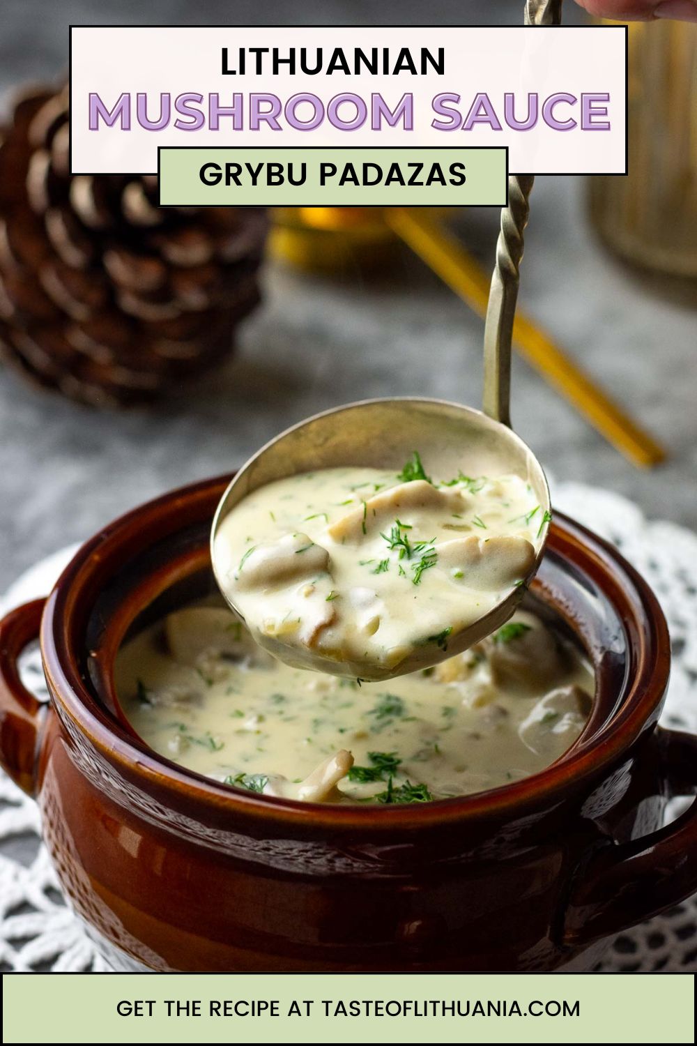 Lithuanian Mushroom Sour Cream Sauce Pin for Pinterest.