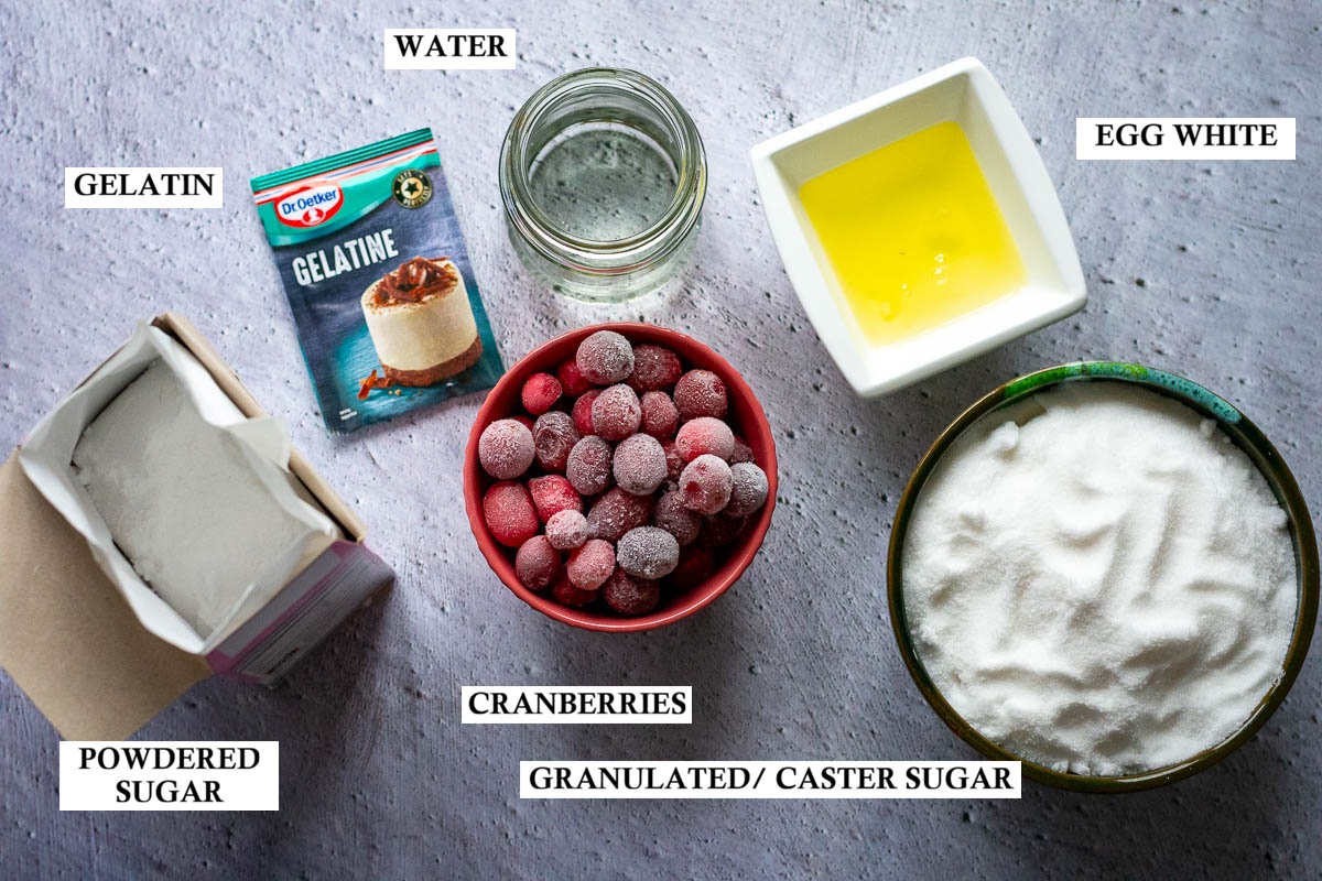 Ingredients for Cranberry-flavored Lithuanian Zefirs.