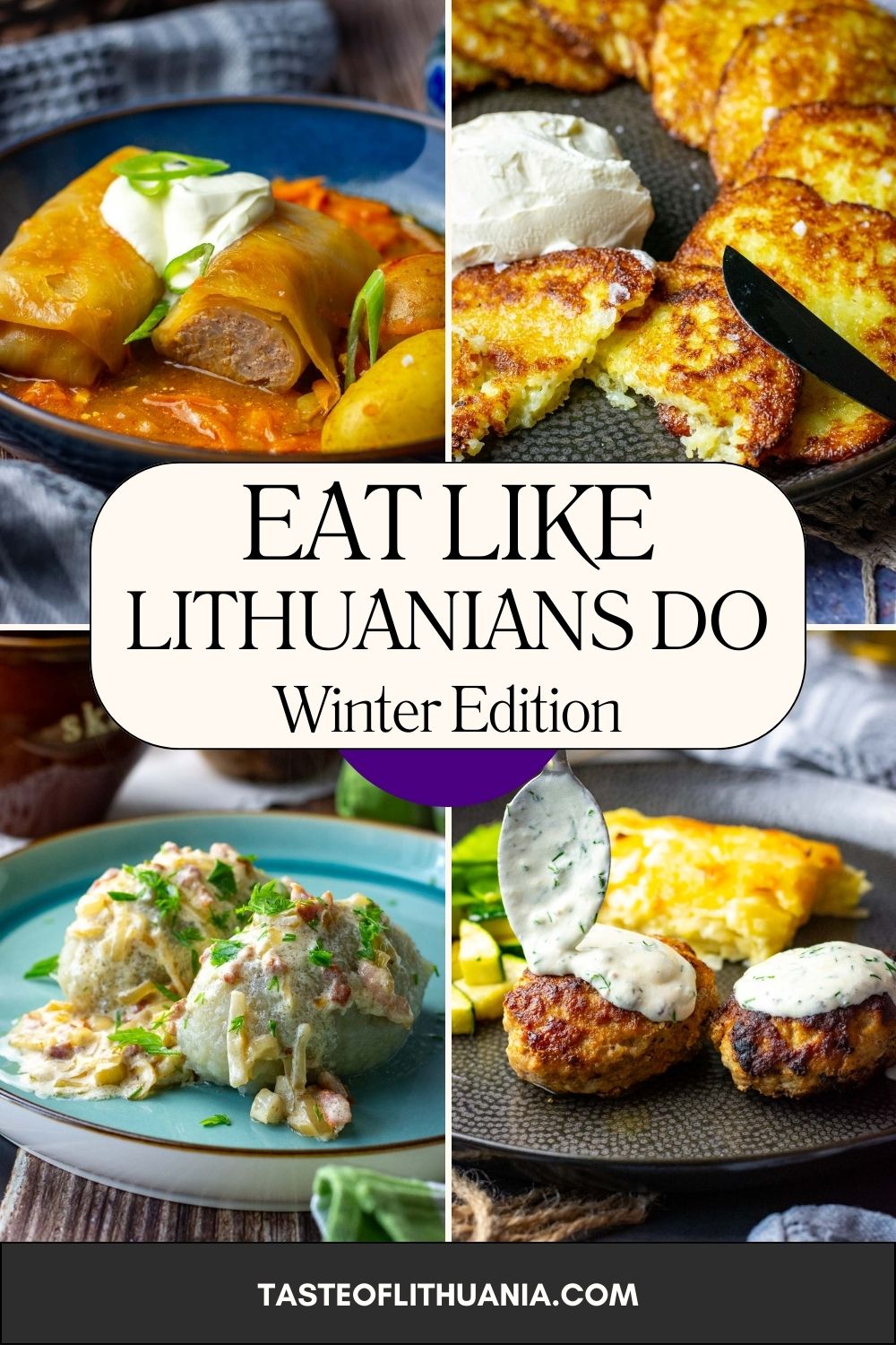 A collage of photos showasing dishes that form Winter Meal Plan to East Like a Lithuanian.