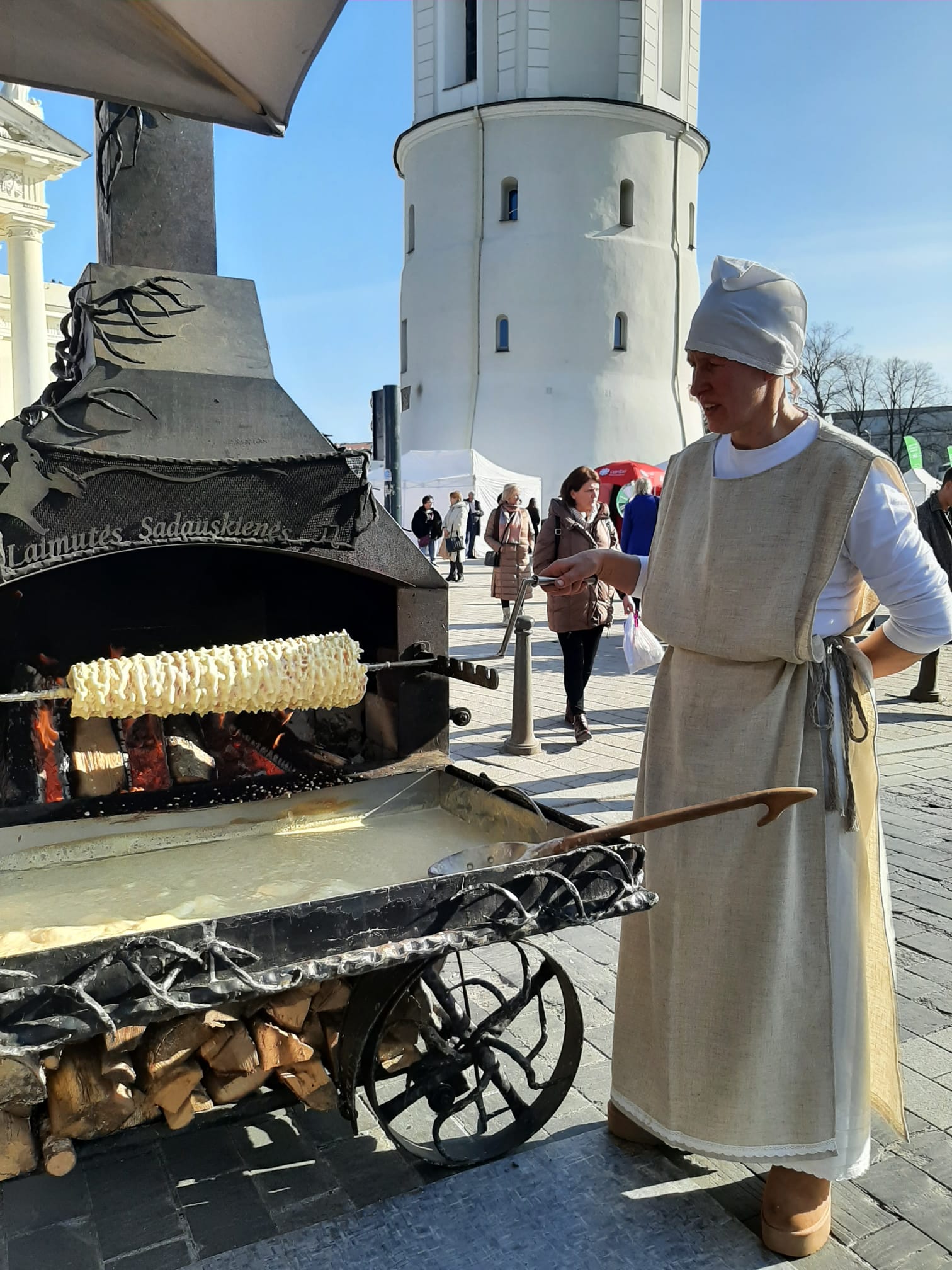 Lithuanian Sakotis being made at an annual Kaziukas fair in Vilnius.