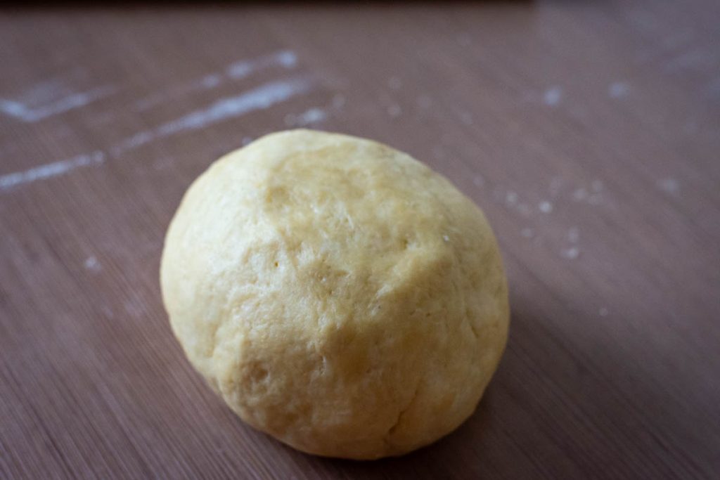 Pastry shaped into a flattened ball.
