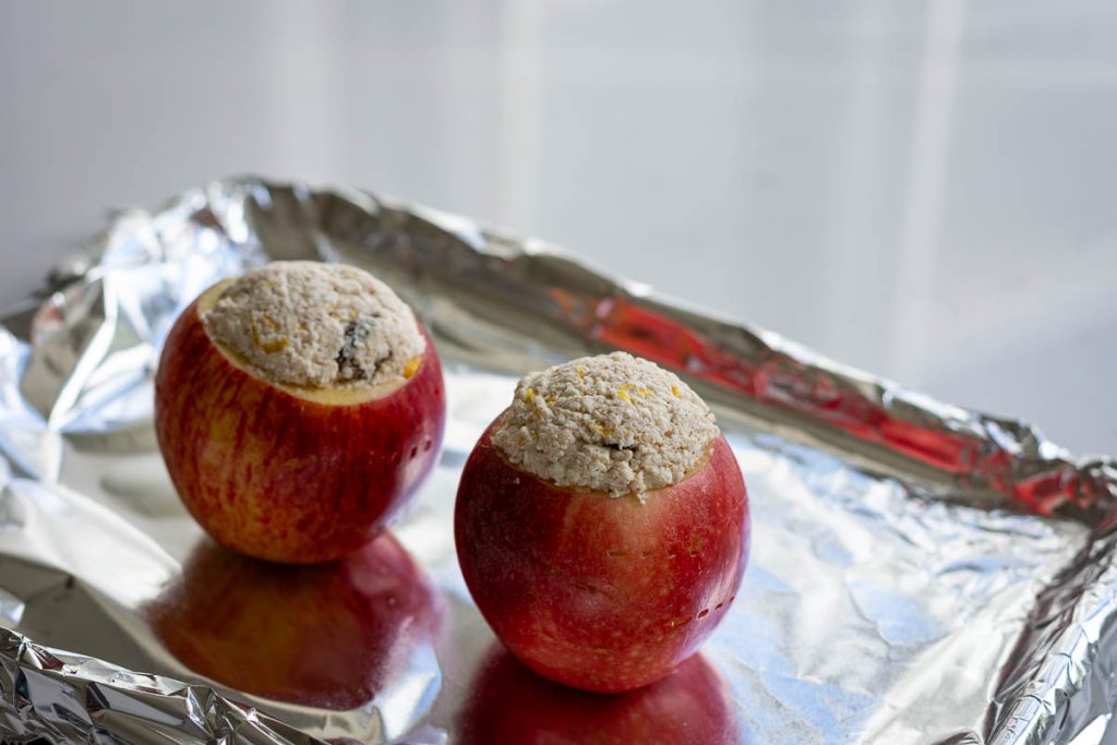 Stuffed apples ready for baking.